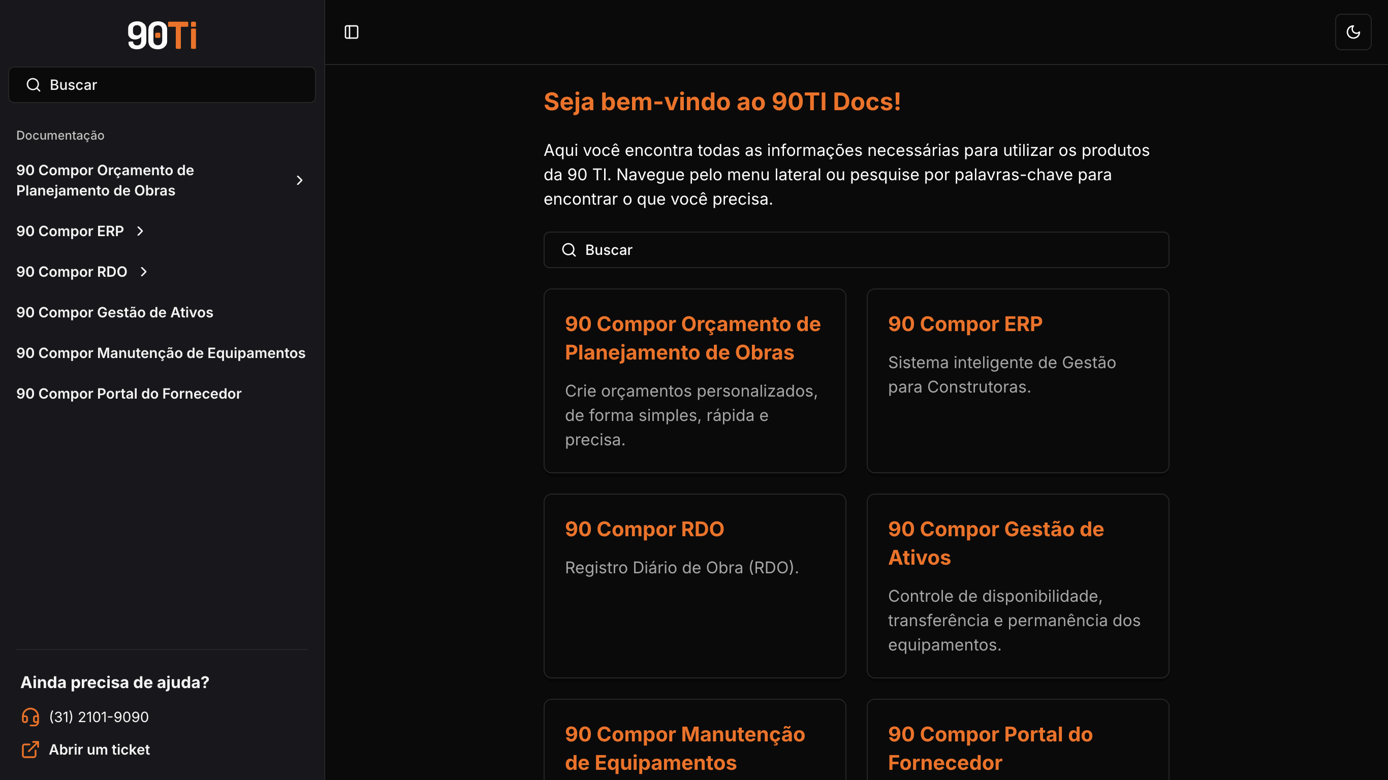 Home screen of 90TI Docs