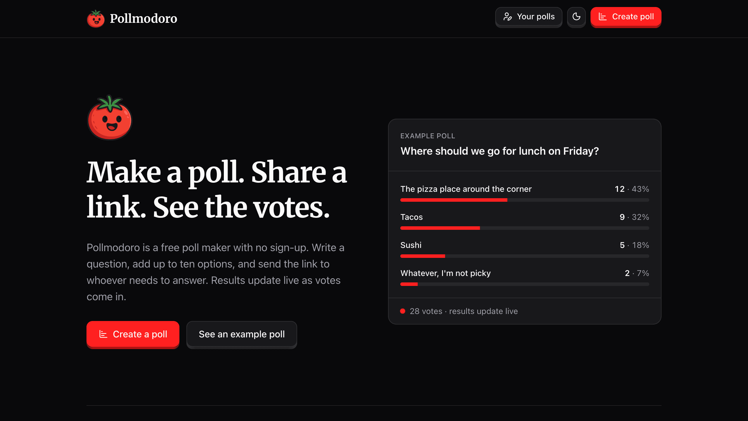 Home screen of Pollmodoro