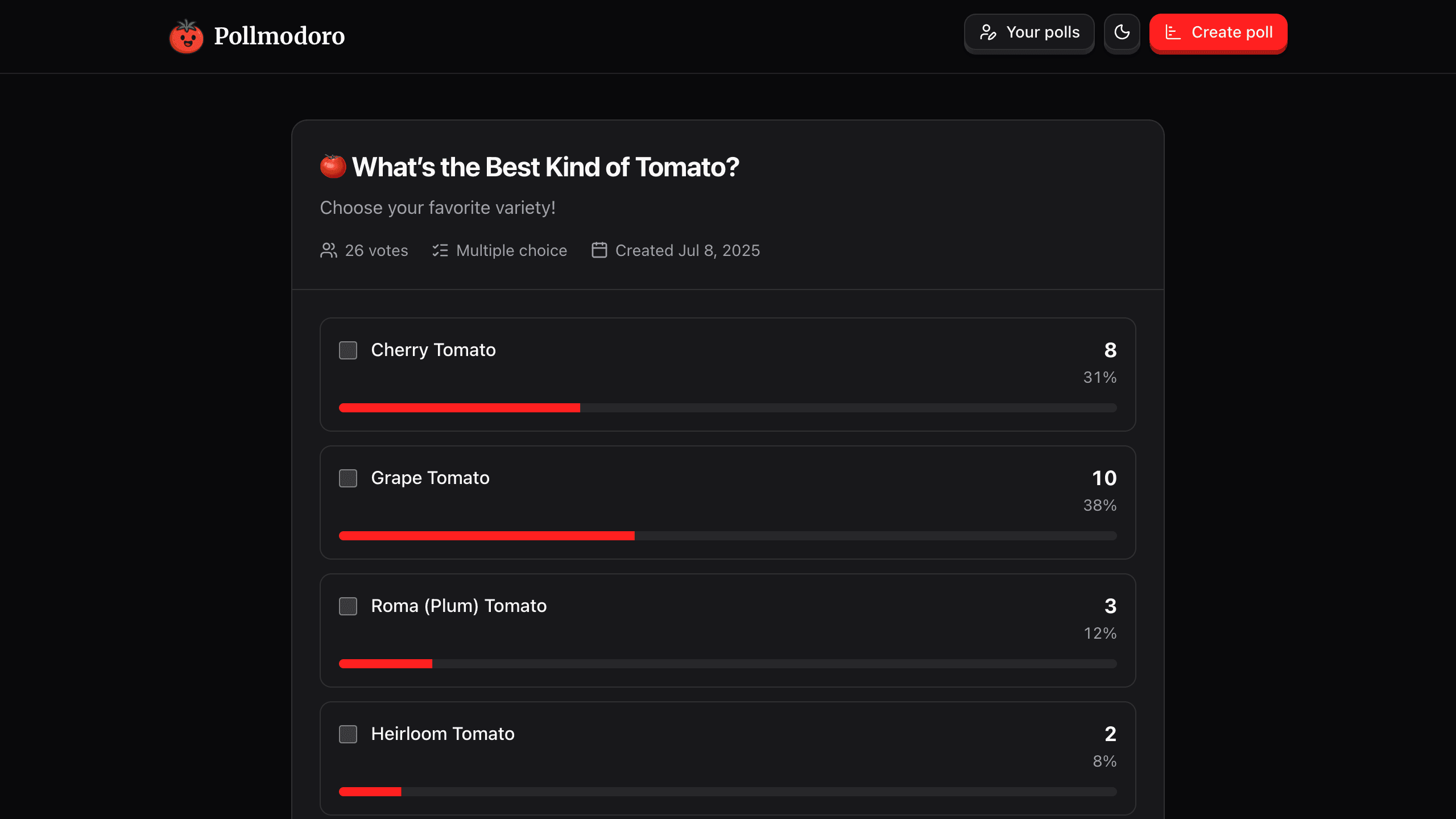 Poll with live results