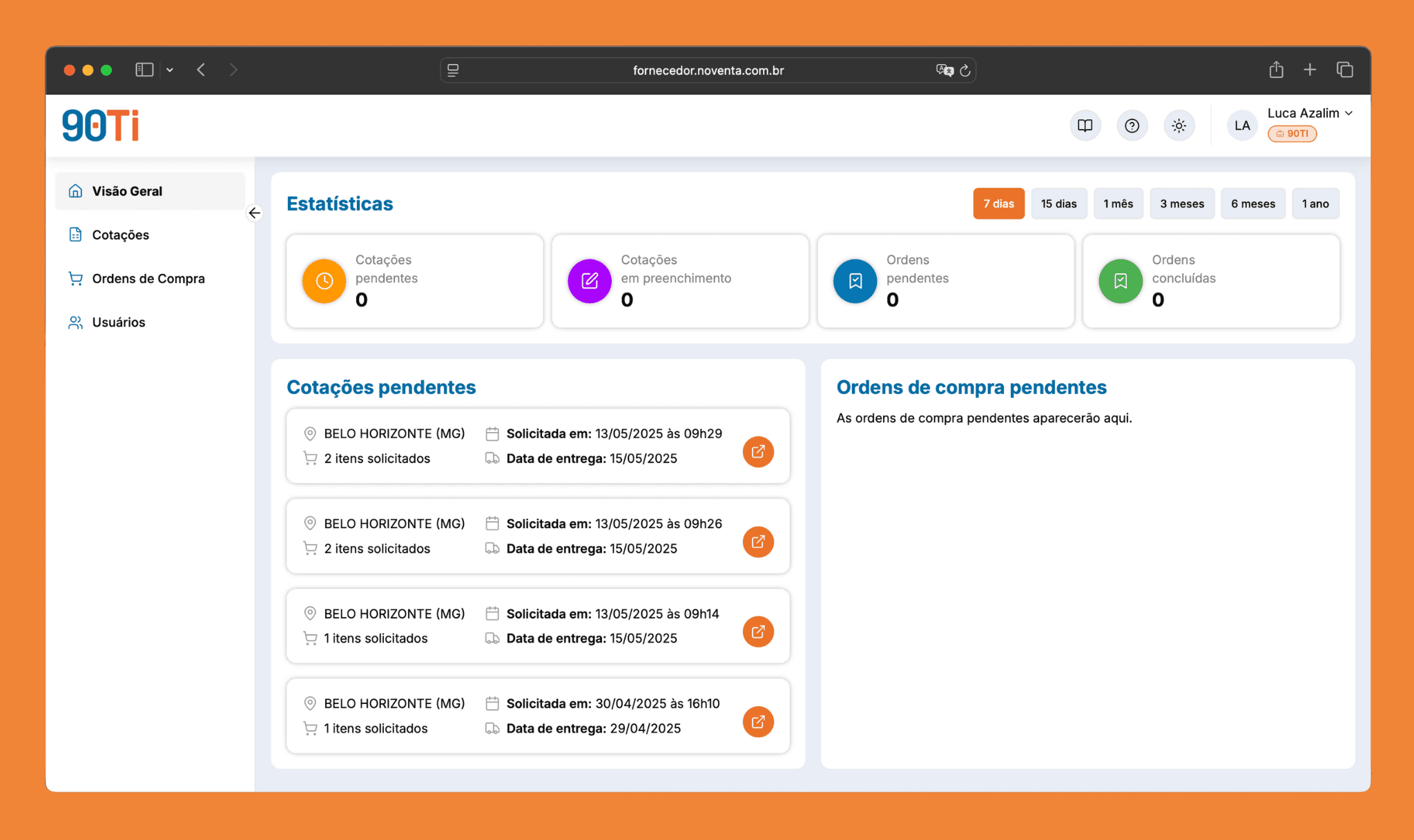 Portal do Fornecedor (Supplier Portal) project screenshot